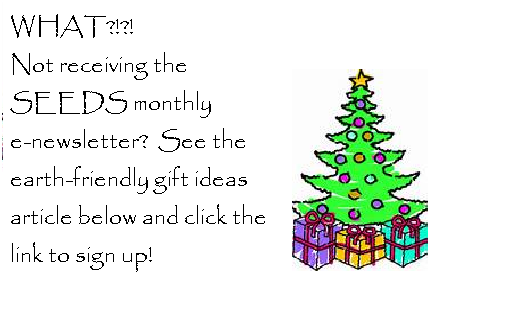 Monthly newsletter sing up - link to earth friendly gift ideas