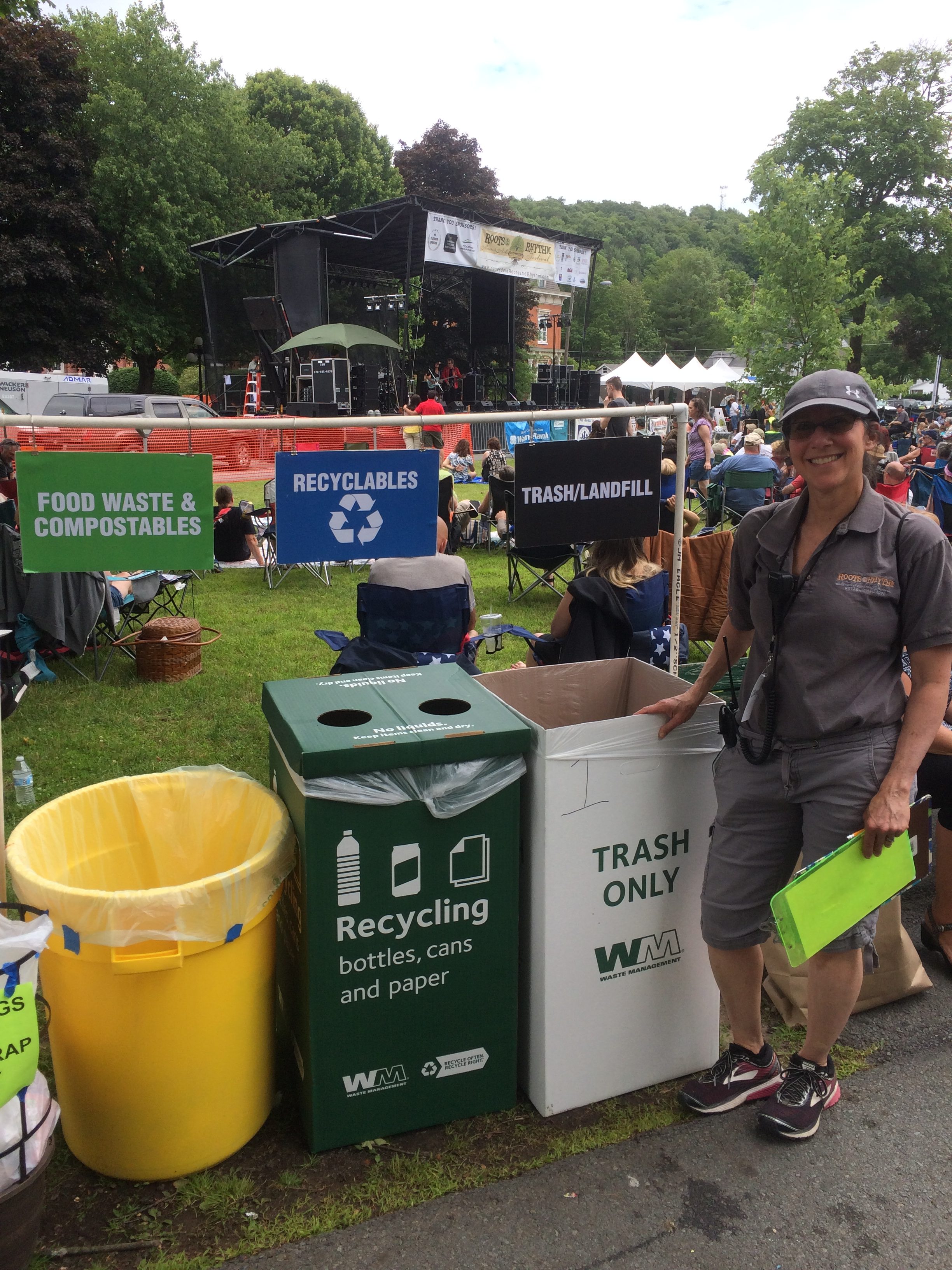 Photo of Cheryl Badner who is in charge of zero waste recycling at the Honesdale Roots & Rhythm Festival.